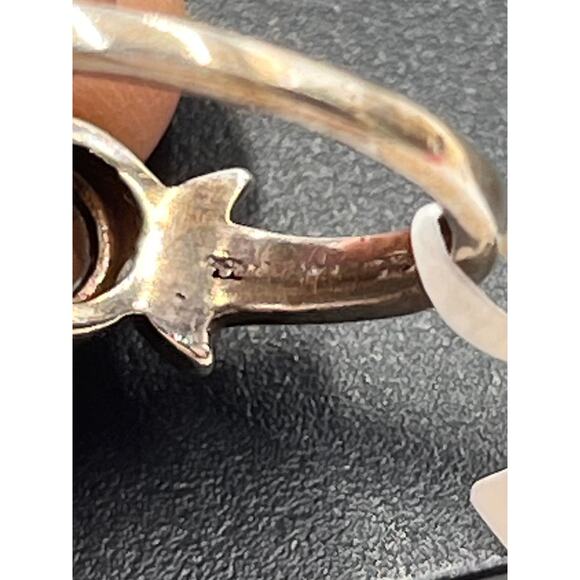 Designer Signed Sterling Silver Round Bezel Set Citrine Ring Sz 7.25 - Picture 12 of 12